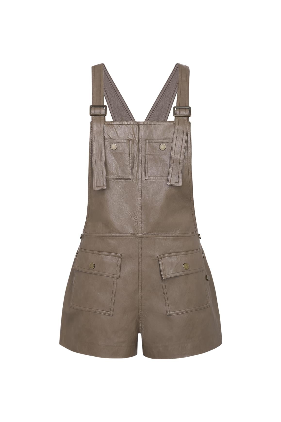 Faux Leather Overall Shorts