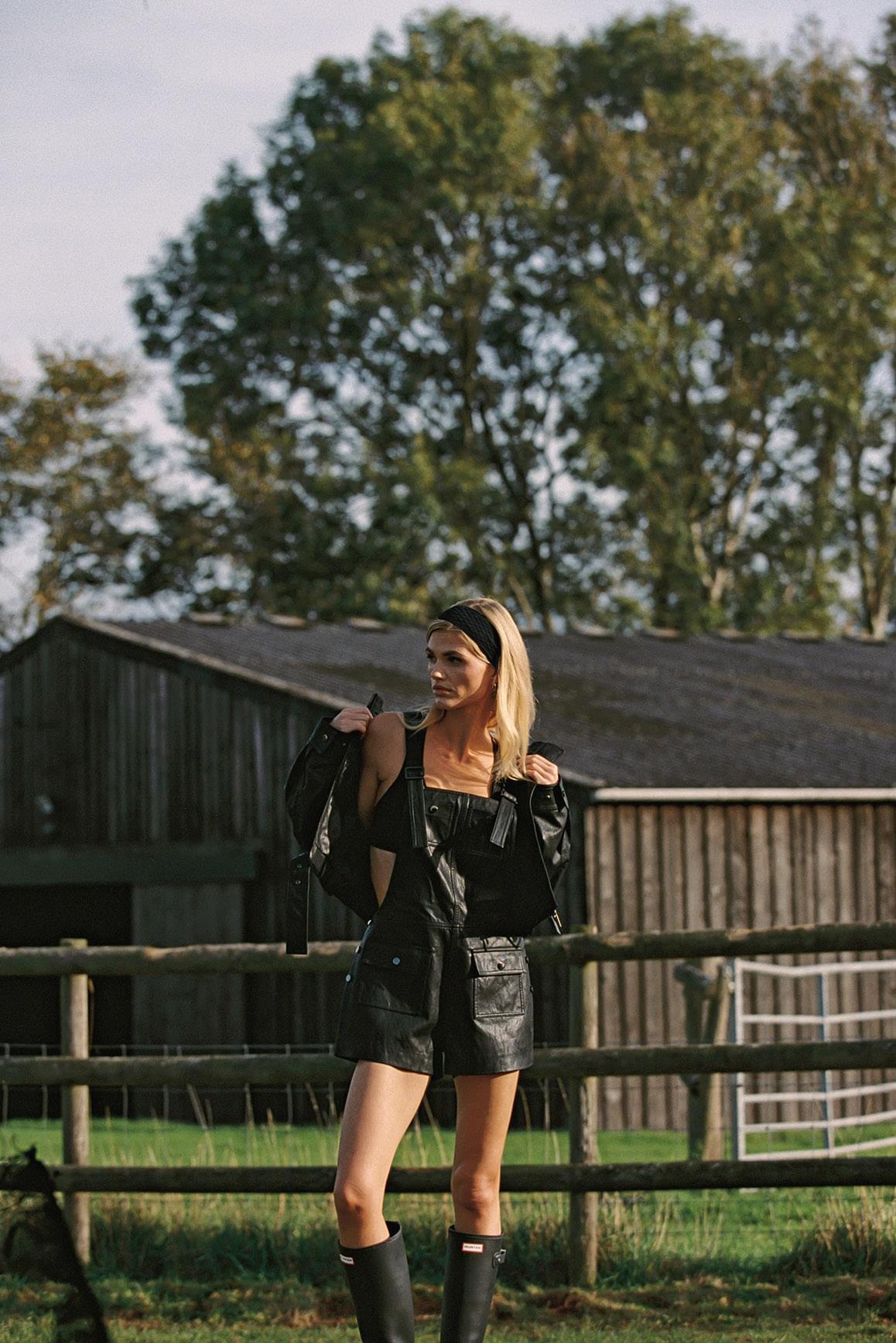 Faux Leather Overall Shorts