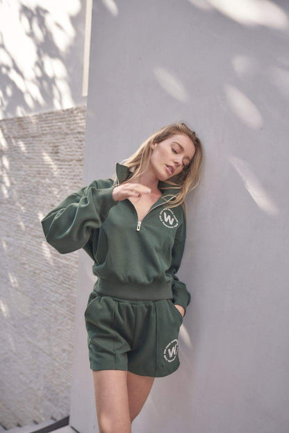 Leisure Half-zip Sweatshirt & High-waist Sweat Short