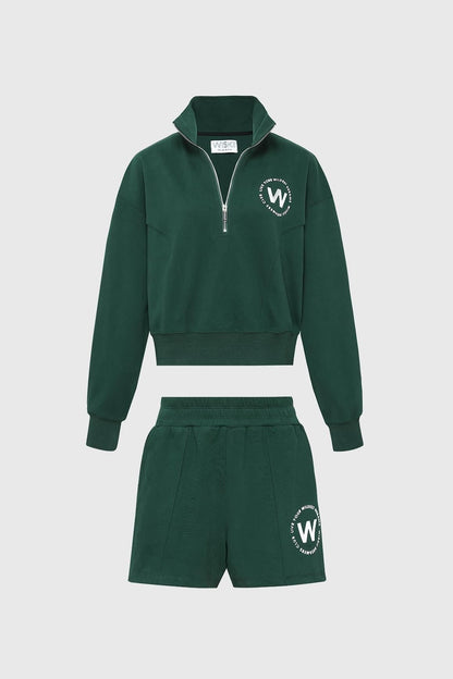 Leisure Half-zip Sweatshirt & High-waist Sweat Short