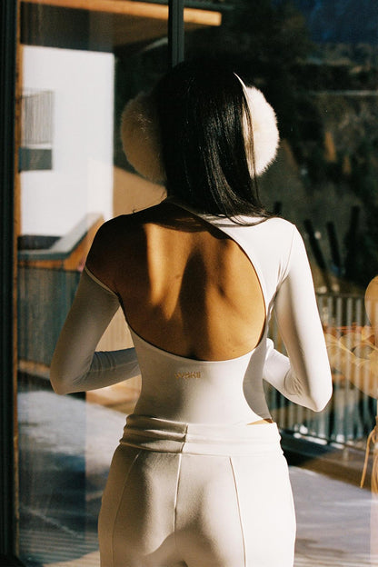 Long Sleeve Arc Cutout Back Bodysuit