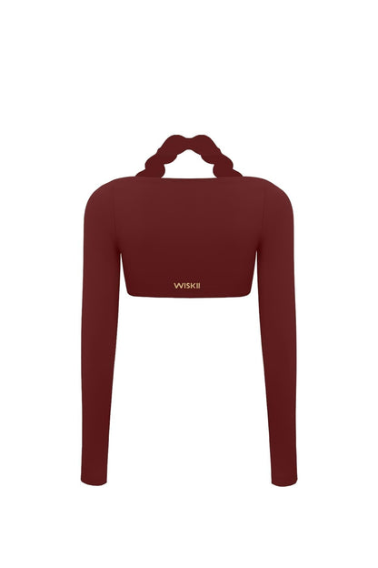 Long Sleeve Scallop Crop Top