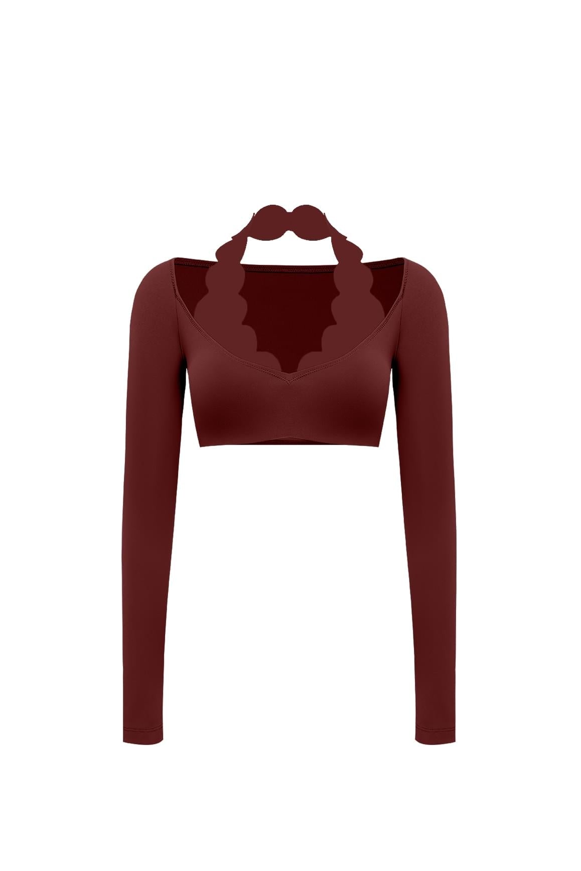 Long Sleeve Scallop Crop Top