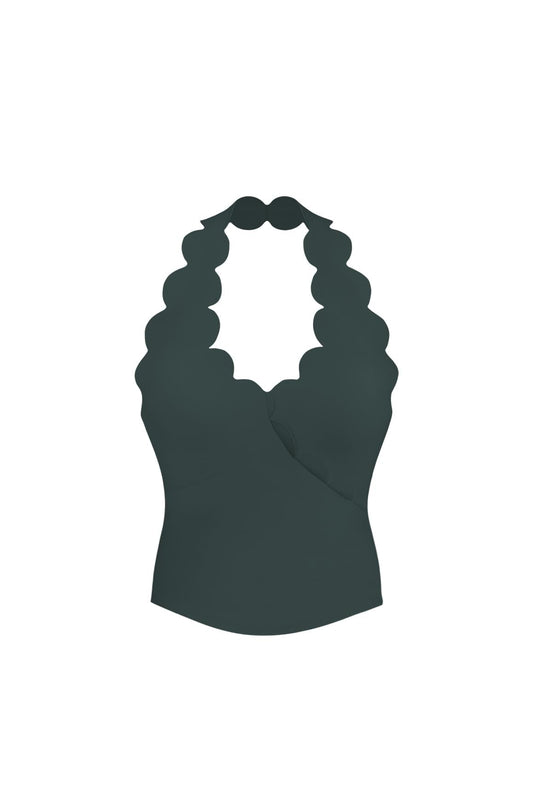 Riviera Scallop Halter Bra Tank