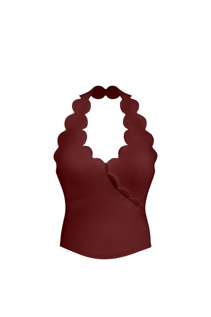 Riviera Scallop Halter Bra Tank