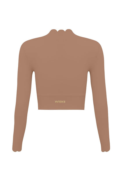 Scallop Cropped Long Sleeve Top