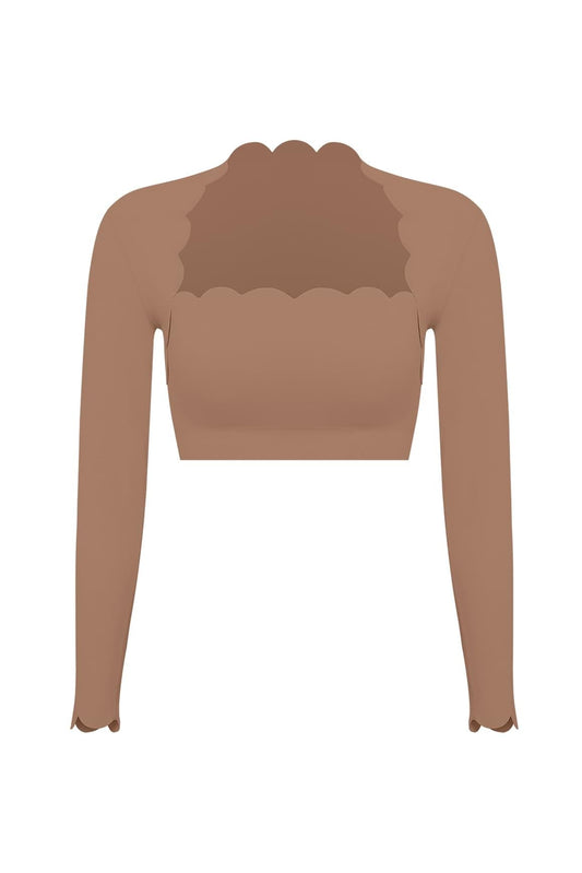 Scallop Cropped Long Sleeve Top