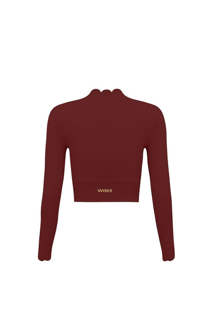 Scallop Cropped Long Sleeve Top