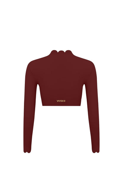 Scallop Cropped Long Sleeve Top