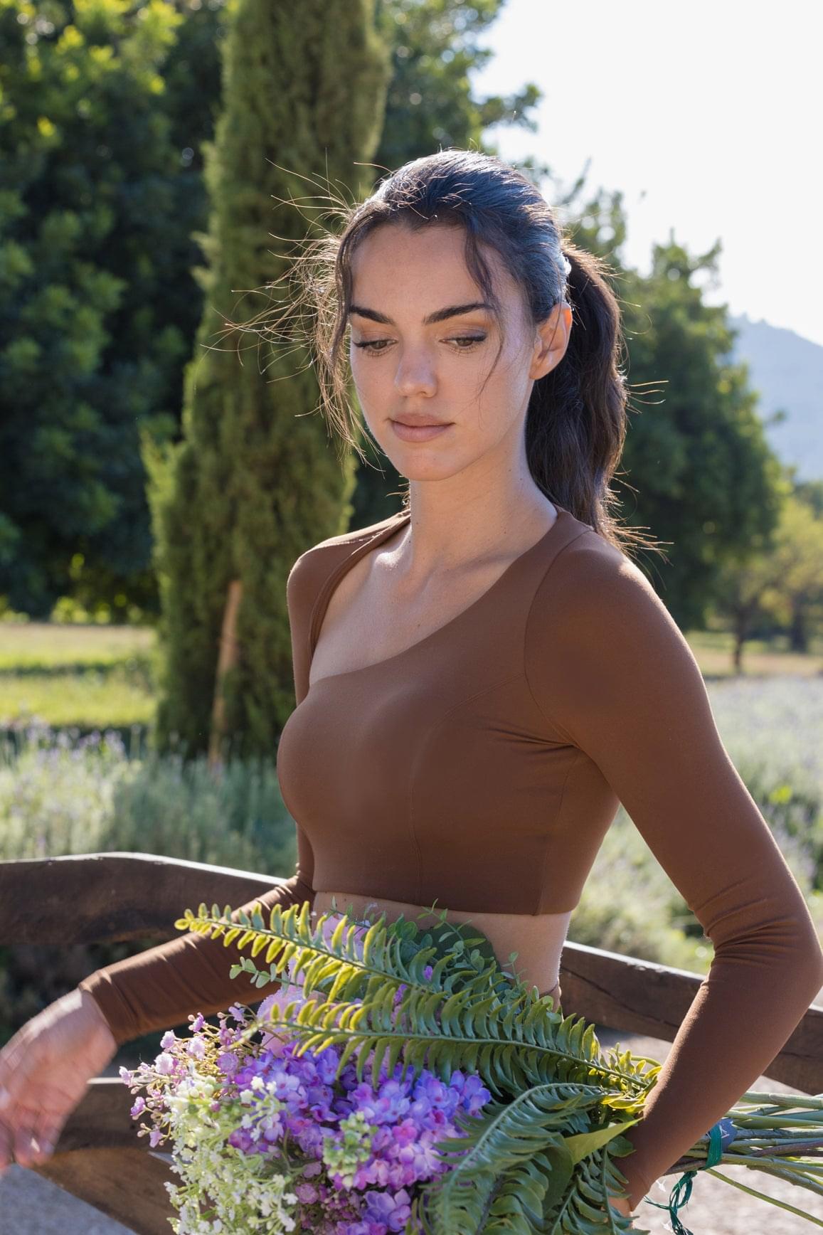 Unique Cut Long Sleeve Crop Top
