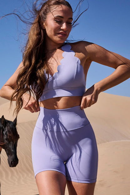 V-Cut Scallop Halter Bra