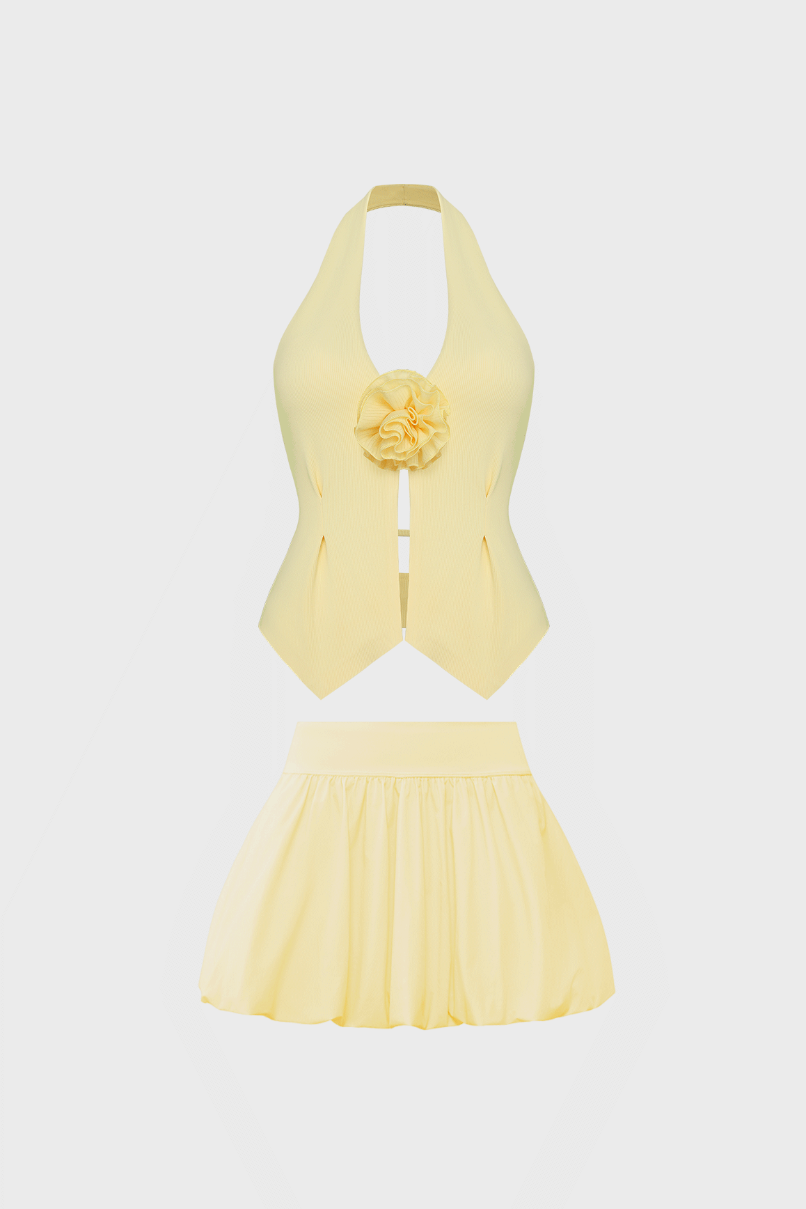 Riviera Floral Halter Vest & Mini Bubble Skirt