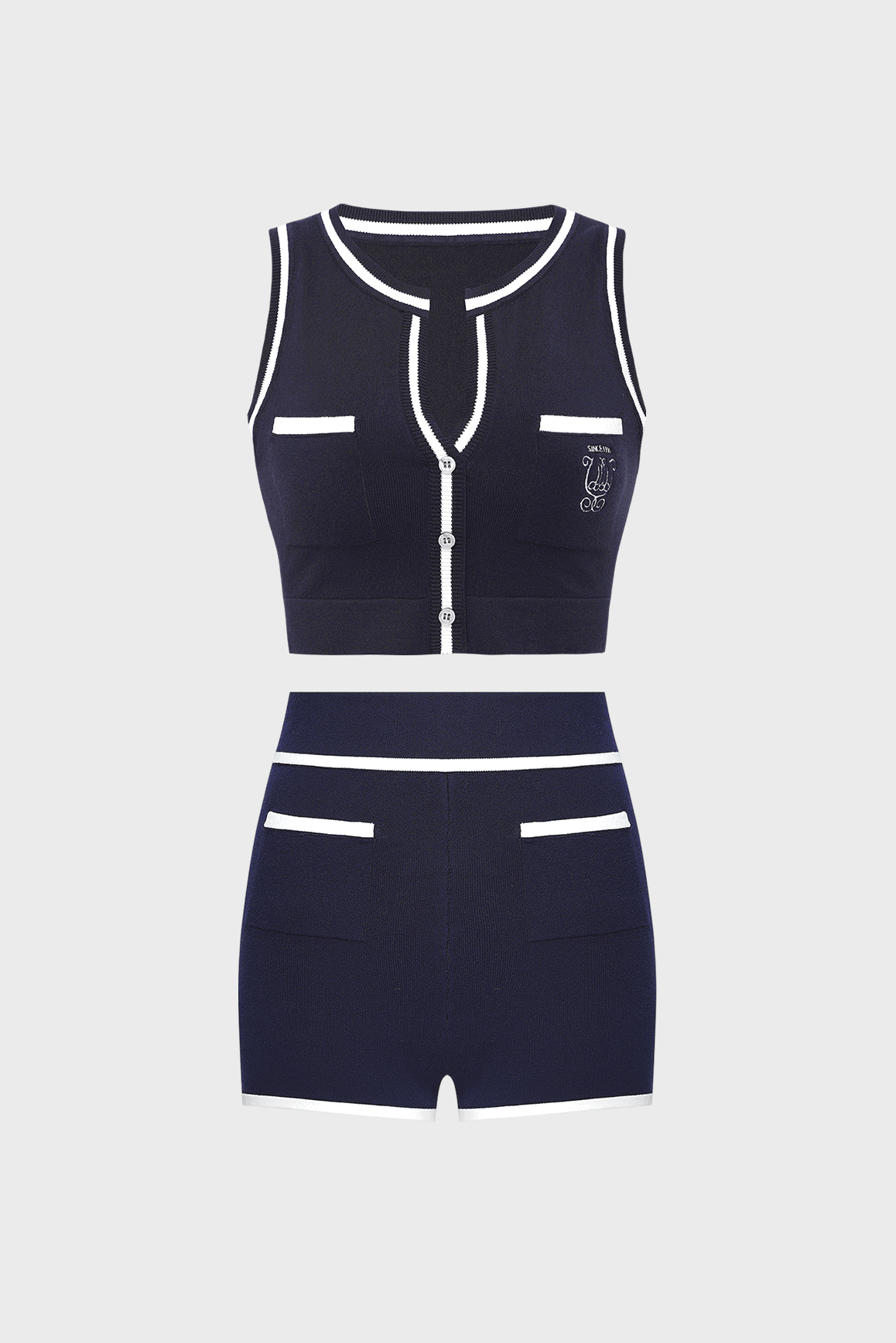 Mirto Knit Button Tank Top & Mirto Knit Mini Short