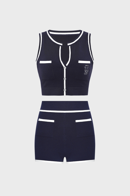 Mirto Knit Button Tank Top & Mirto Knit Mini Short